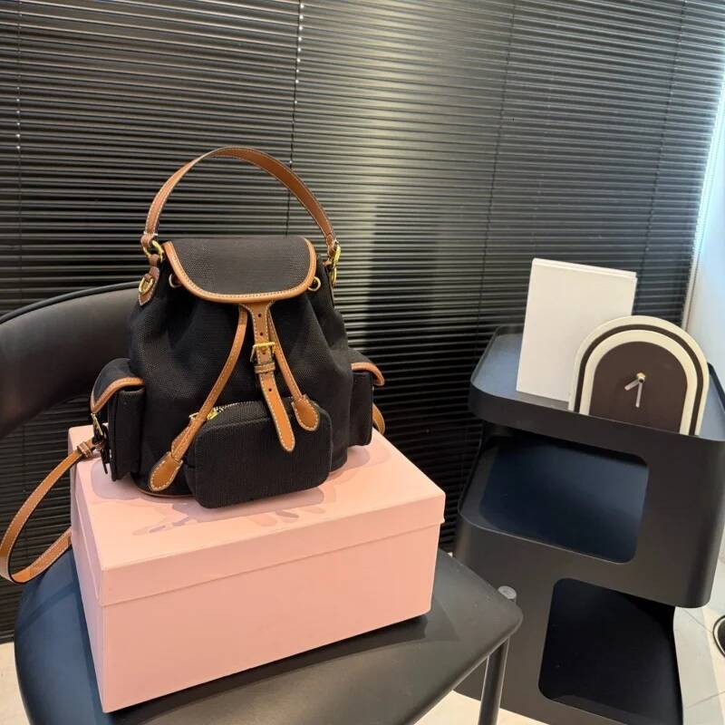 Cowboy canvas real leather shoulder strap new college style bag advanced sense commuter Joker travel backpack high-quality