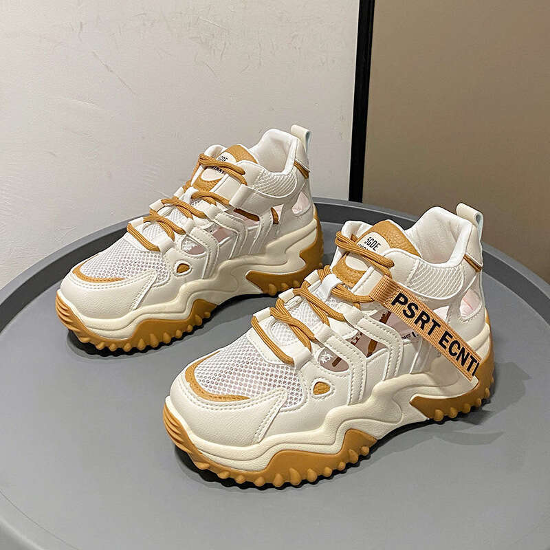 Thick-Soled Height-Increasing Casual Sports Dad Shoes for Women PU 2023 Summer New Versatile Korean Style Platform Sandals