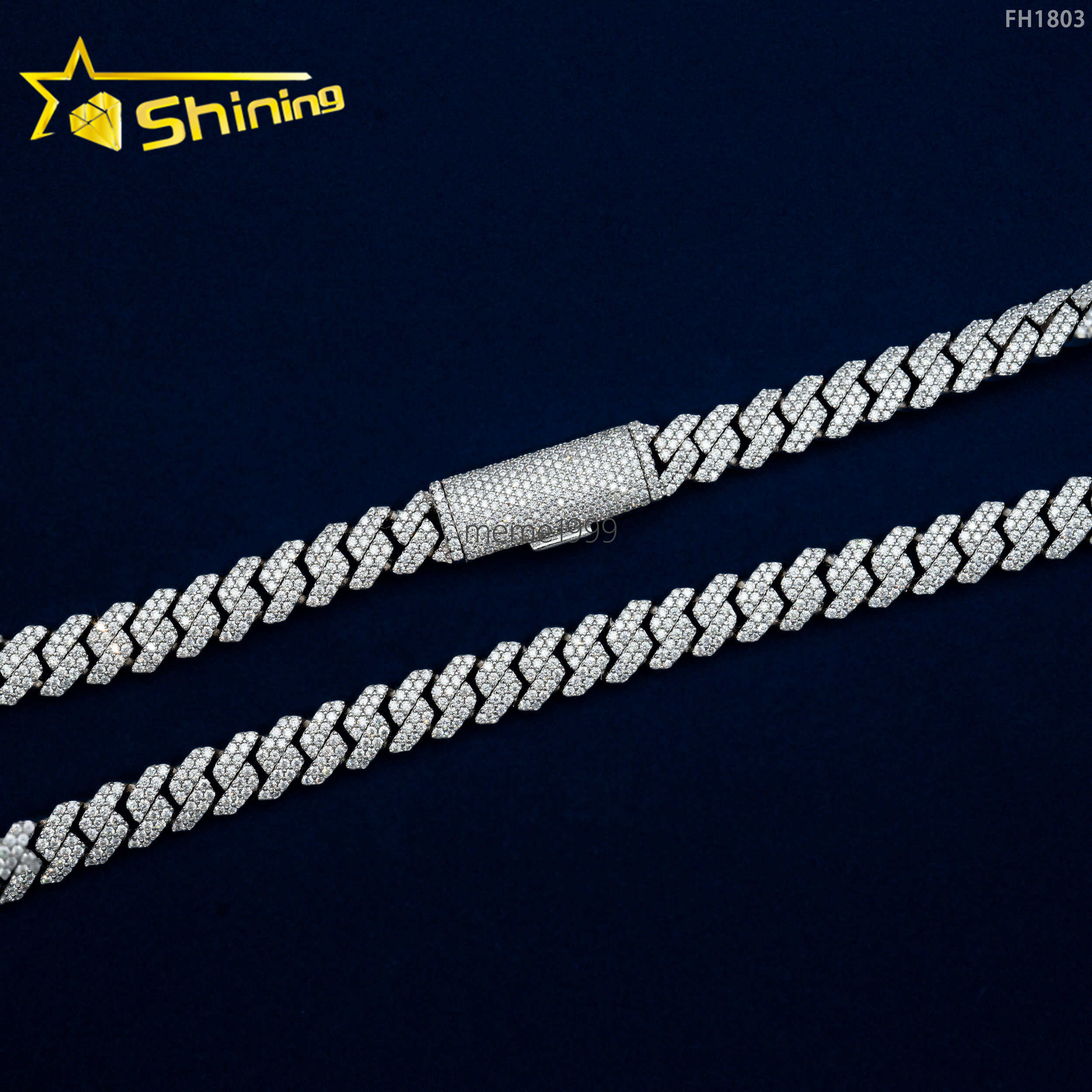 Wholesale Hip Hop Jewelry Cuban Link Chain Necklace 925 Sterling Silver 14k Gold Micro Pave moissaniteia Diamond moissanite Cuban Link Chain