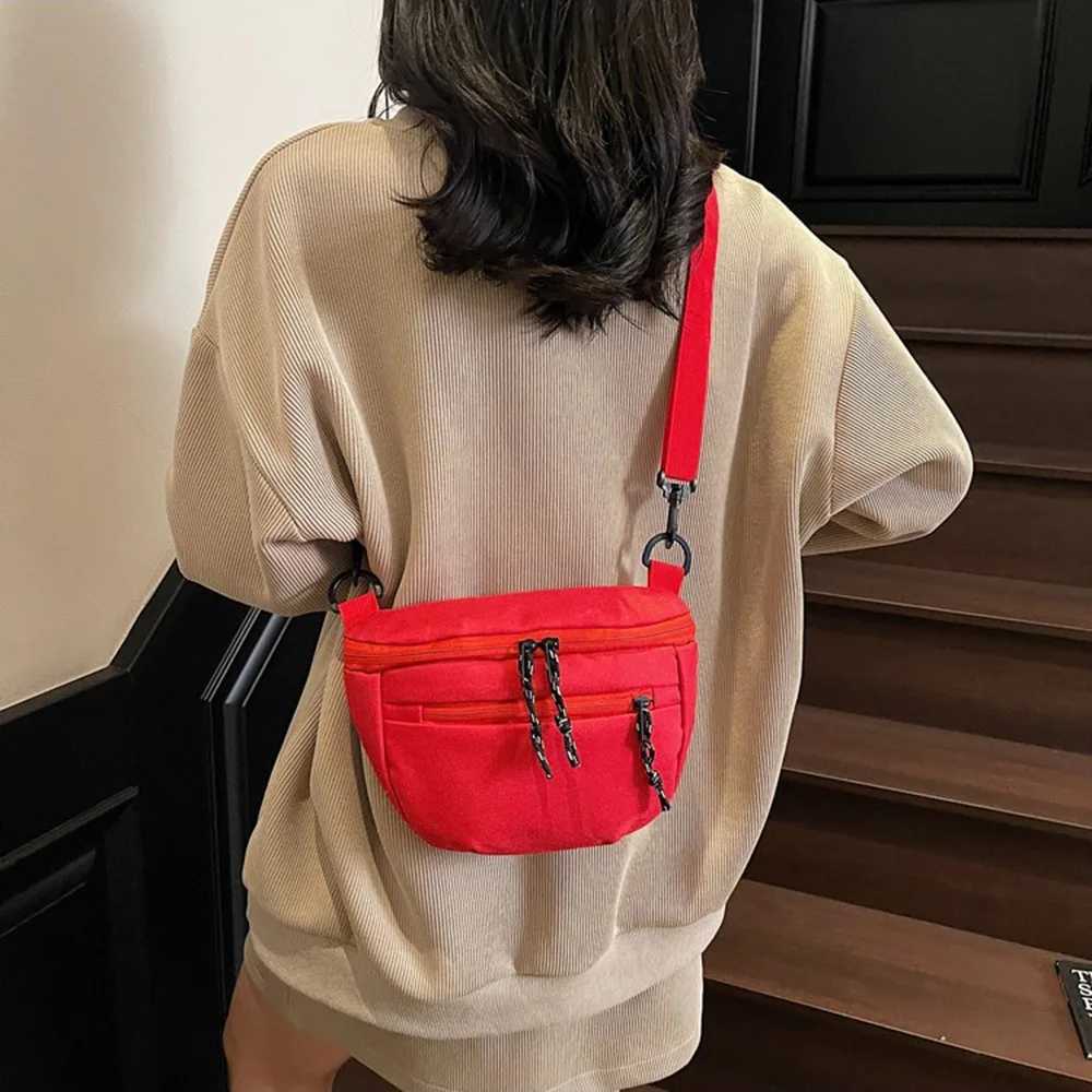 Korean Style Nylon Half Moon Bags Waterproof Large Capacity Dumpling Shoulder Bag Casual Lightweight Sports Crossbody Bag Y250819