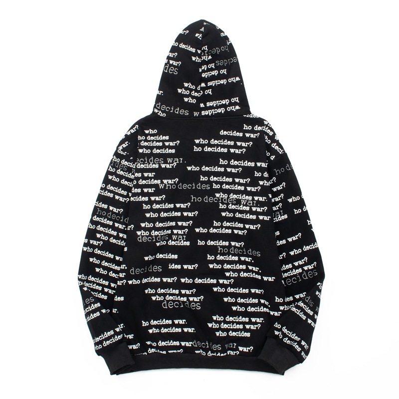 Men's Hoodie Trend Design WDW High Street Personality Letter Black And White Full Print Instagram Hip-hop Retro Hoodie For Both Men And Women
