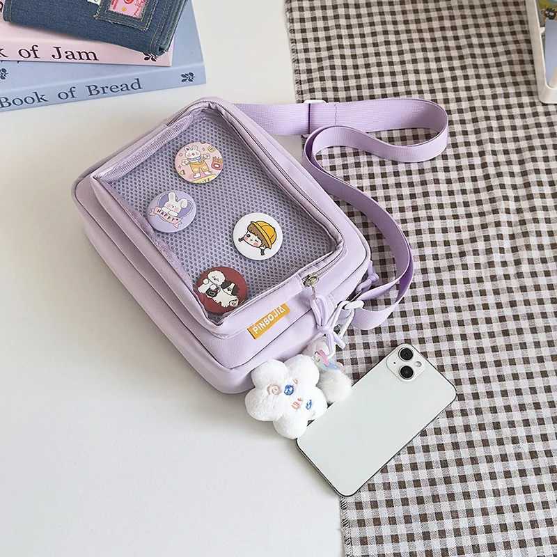 Ins Style Crossbody Bag with Transparent Badge Windows Korea Casual Phone Small Bag Anime Sling Bag Display Goods Bag Y250819