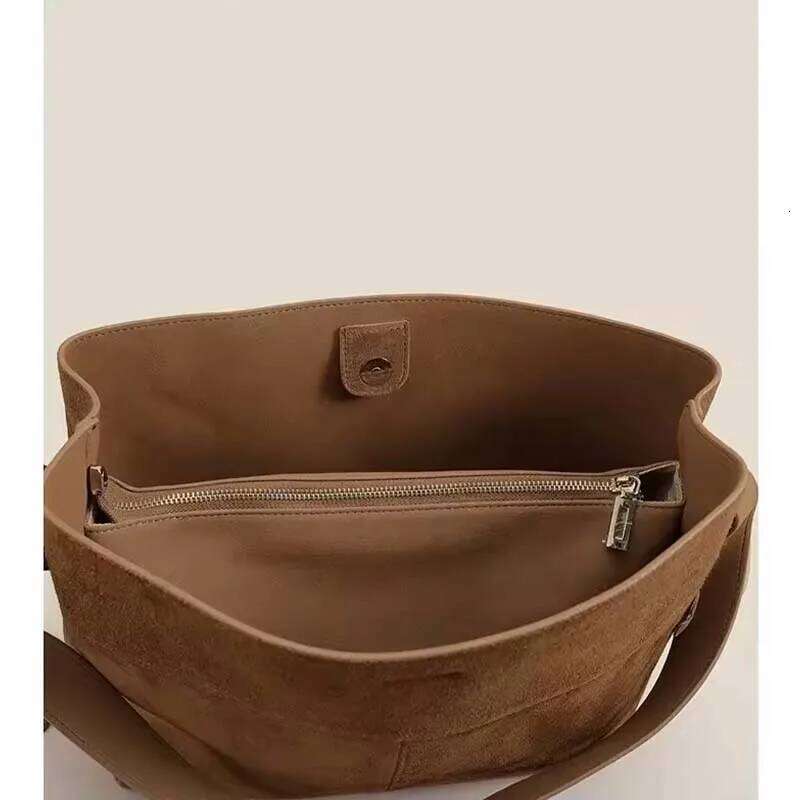 Winter Matte Suede Cow Leather Women Tote Coffee Retro High-end Warm Color Female Shoulder Bag Huge Commute Travel Handbag