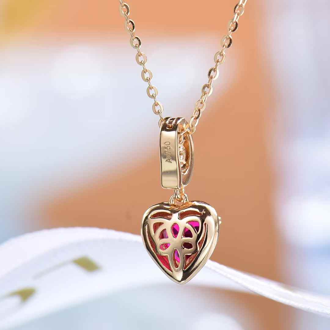 Sparkling Heart Ruby Pendant Necklace Perfect for Adding a Touch of Romance to Your Look Ideal for Expressing Love on Anniversaries Birthdays