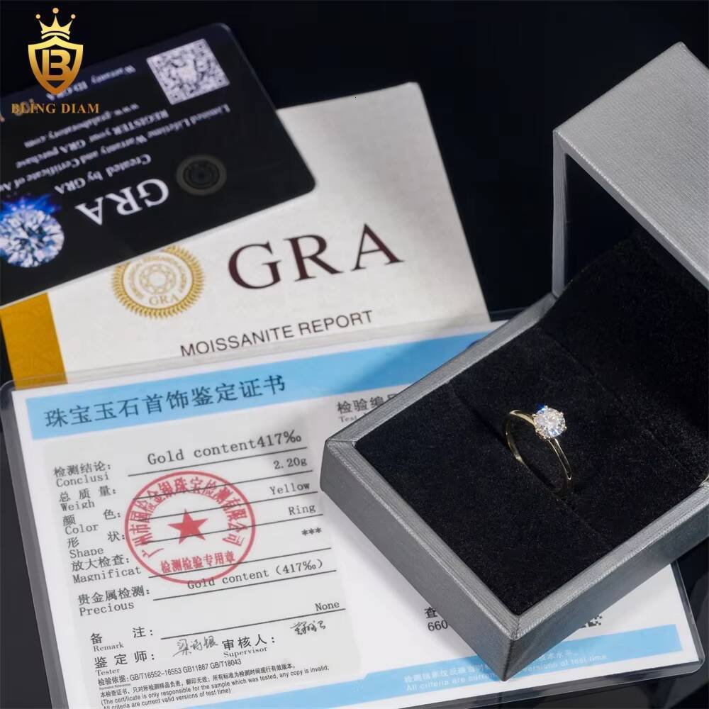 10K Yellow Gold D Color VVS Moissanite Diamond Engagement Wedding Ring Custom Fashion Custom Luxury Ring