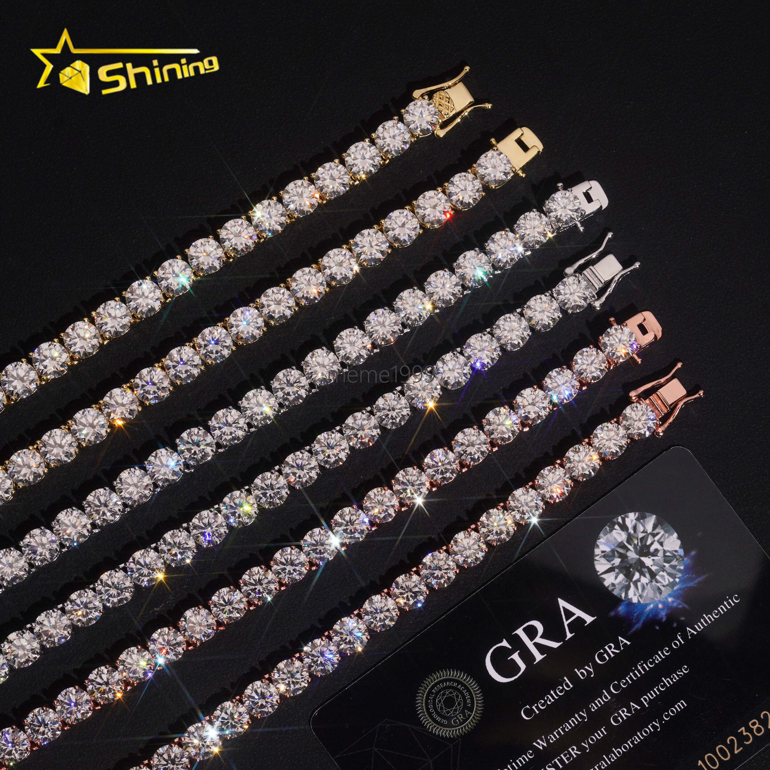 GRA Certificated 925 Sterling Silver Tennis VVS Moissanite Chains Hip Hop Men Women6.5MM Moissanite Tennis Necklace Fine Jewelry