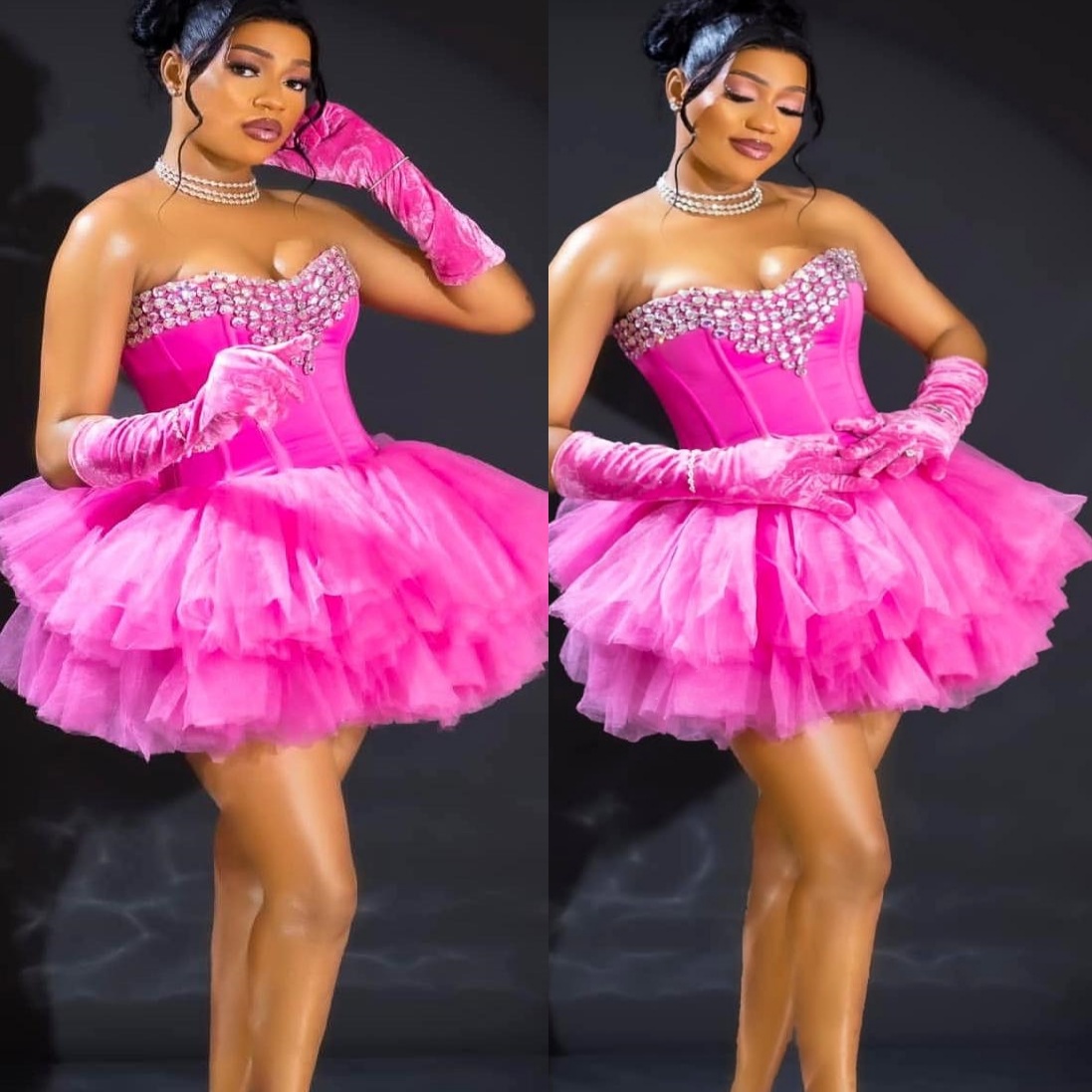 Chic Hot Pink Ball Gown Homecoming Dress Crystals Tulle Sweetheart Short Mini Graduation Cocktail Birthday Dresses For Special Occasions Sweetheart Go