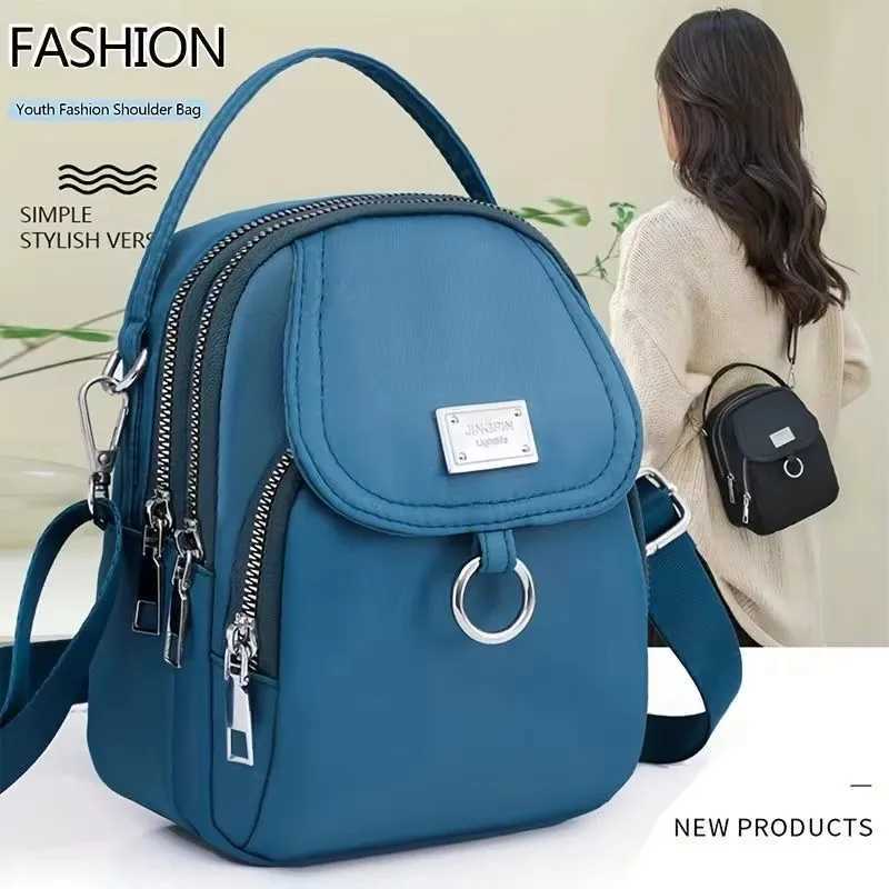 1PC Lady Casual Messenger Bag Solid Color Multi-function Purse Multi-layer Lightweight Oxford Handbag Suitable for Going out Y250819
