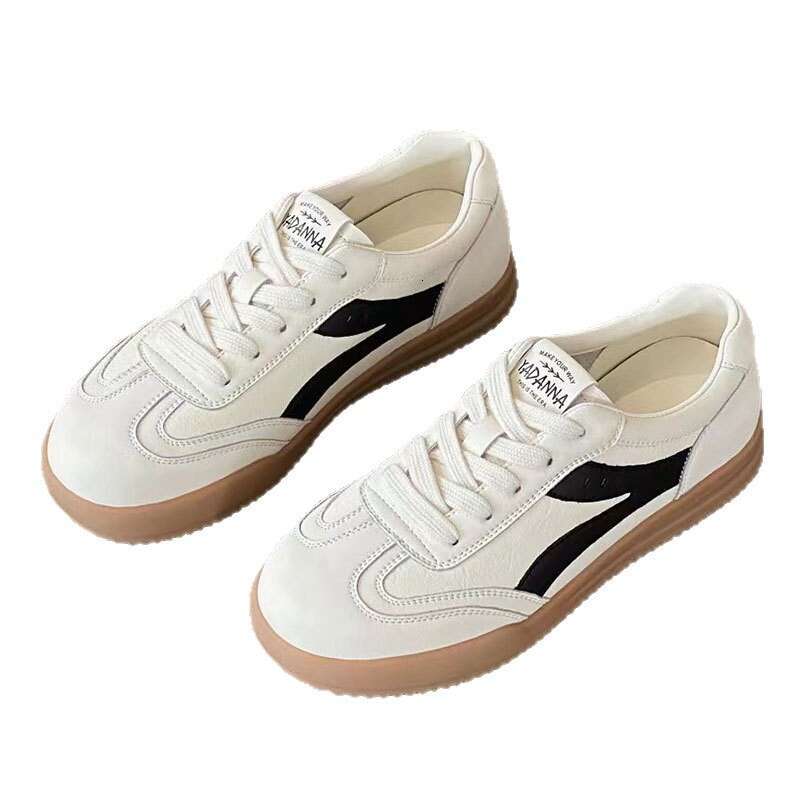 2025 New Summer Autumn Genuine Leather White Sneakers for Women Korean Style Versatile Sports Campus Casual Board German Training Shoes