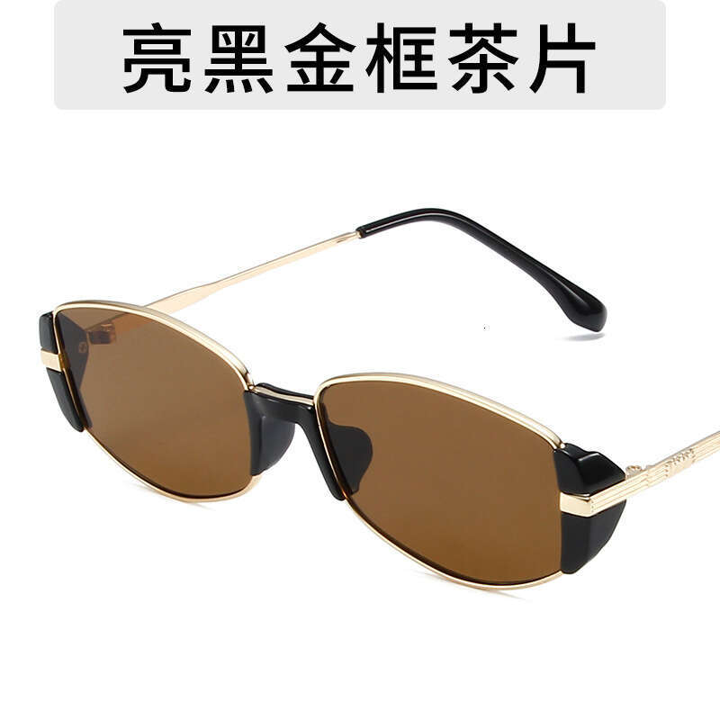 Steam Oval Fashion Small Frame Punk Sunglasses Designer Same Style Metal Sunshade Glasses