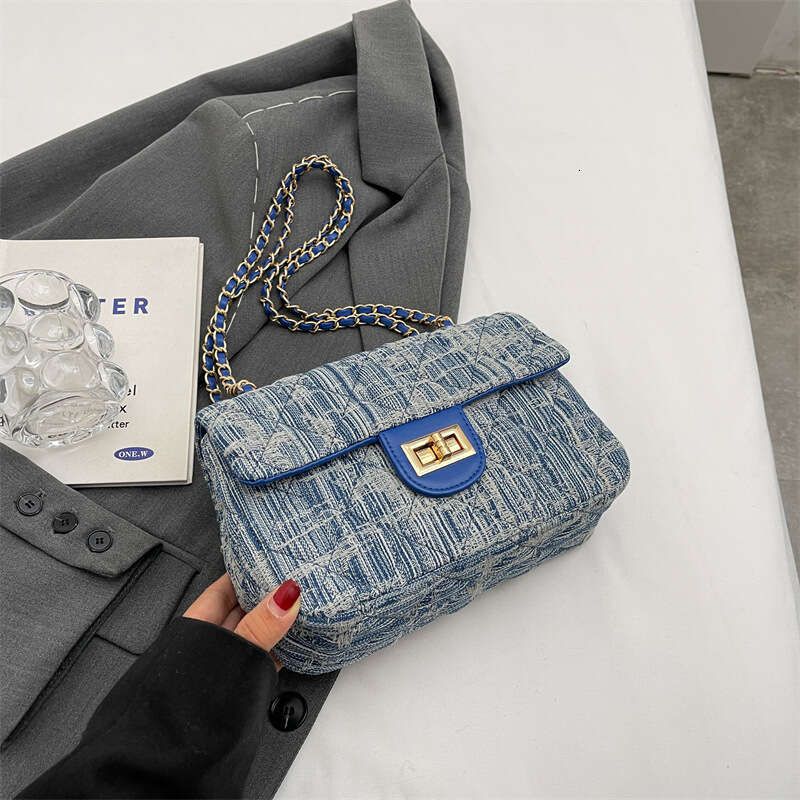 Women's Trendy Bags 2025 New Fashion Casual Denim Shoulder Quilted Chain Crossbody Small Square Bag
