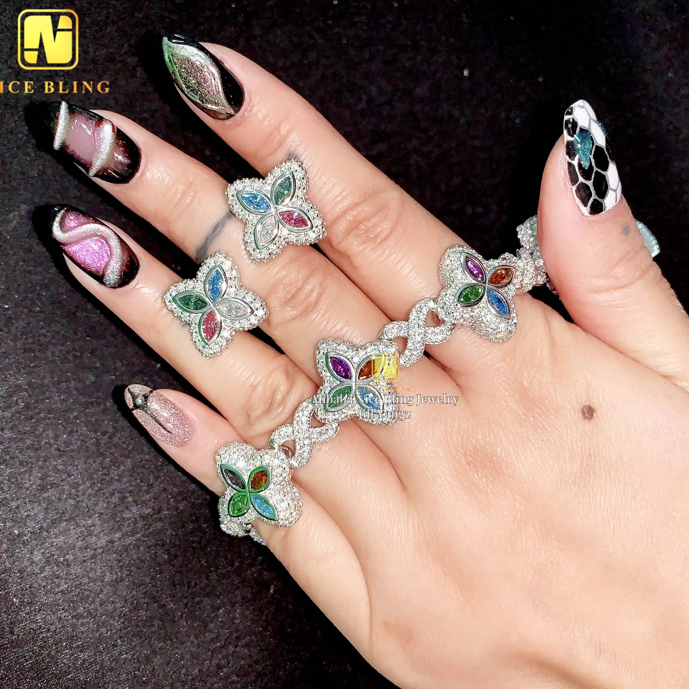 Nice Gift Set Idea Pass Diamond Tester Flower Shape Marquise Cut Diamond 925 Sterling Silver Color Moissanite Stud Earrings