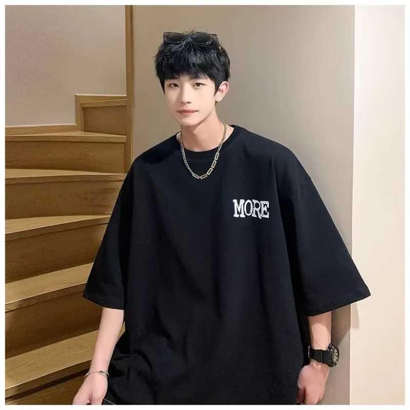 M-8XL Fashion Casual Korean Version Men Short Sleeve T-shirt Popular Style Letter WEW Print Oversized Round Neck T-shirt Y250819
