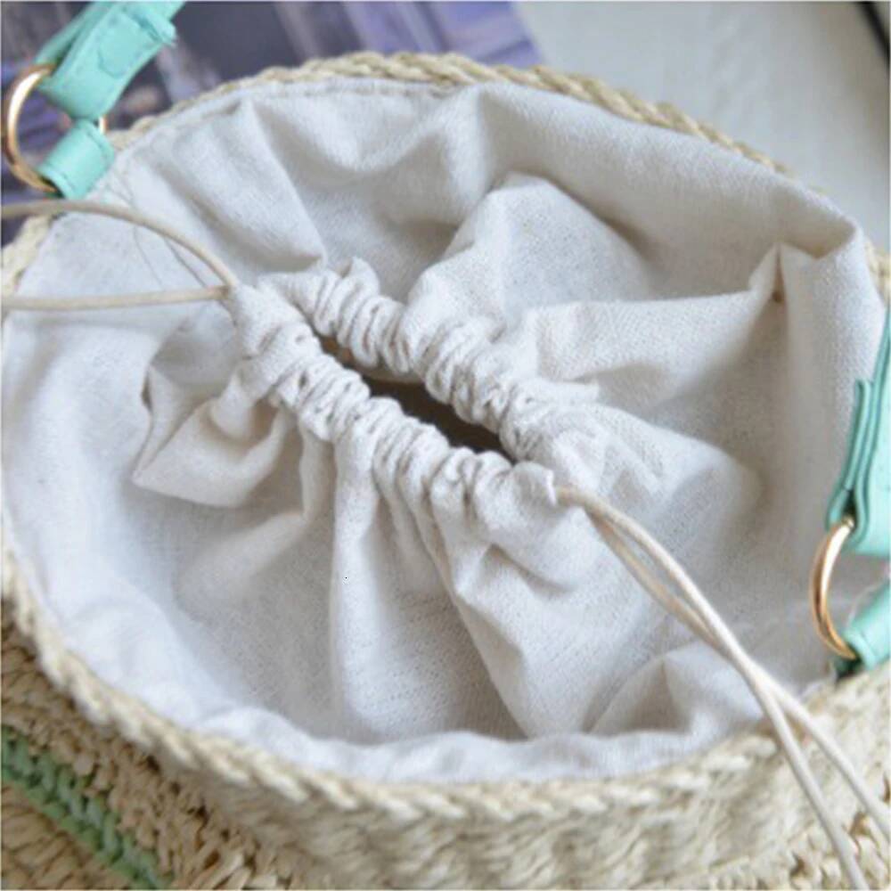 Summer Ruched Bucket Bohemian Shoulder for Women Travel Beach Bag Handbagsand Purses Paper Rope Woven Bags Clutch high-quality