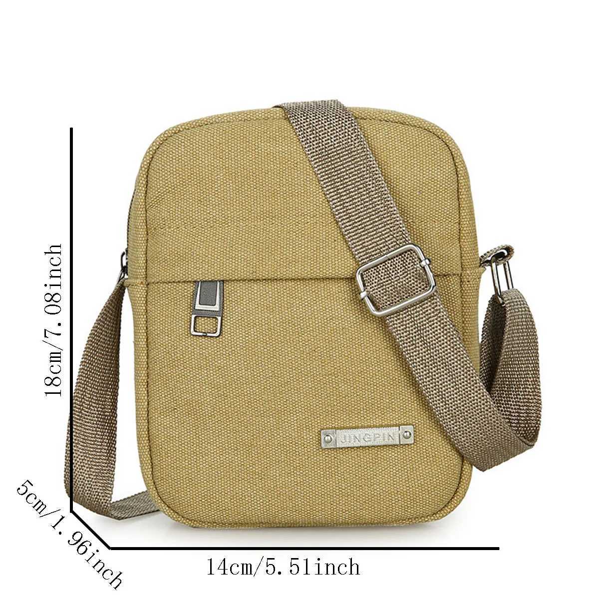 Mens Casual Canvas Shoulder Bag Crossbody Phone Pouch Small Backpack Leisure Tote Handbag for Men Y250819