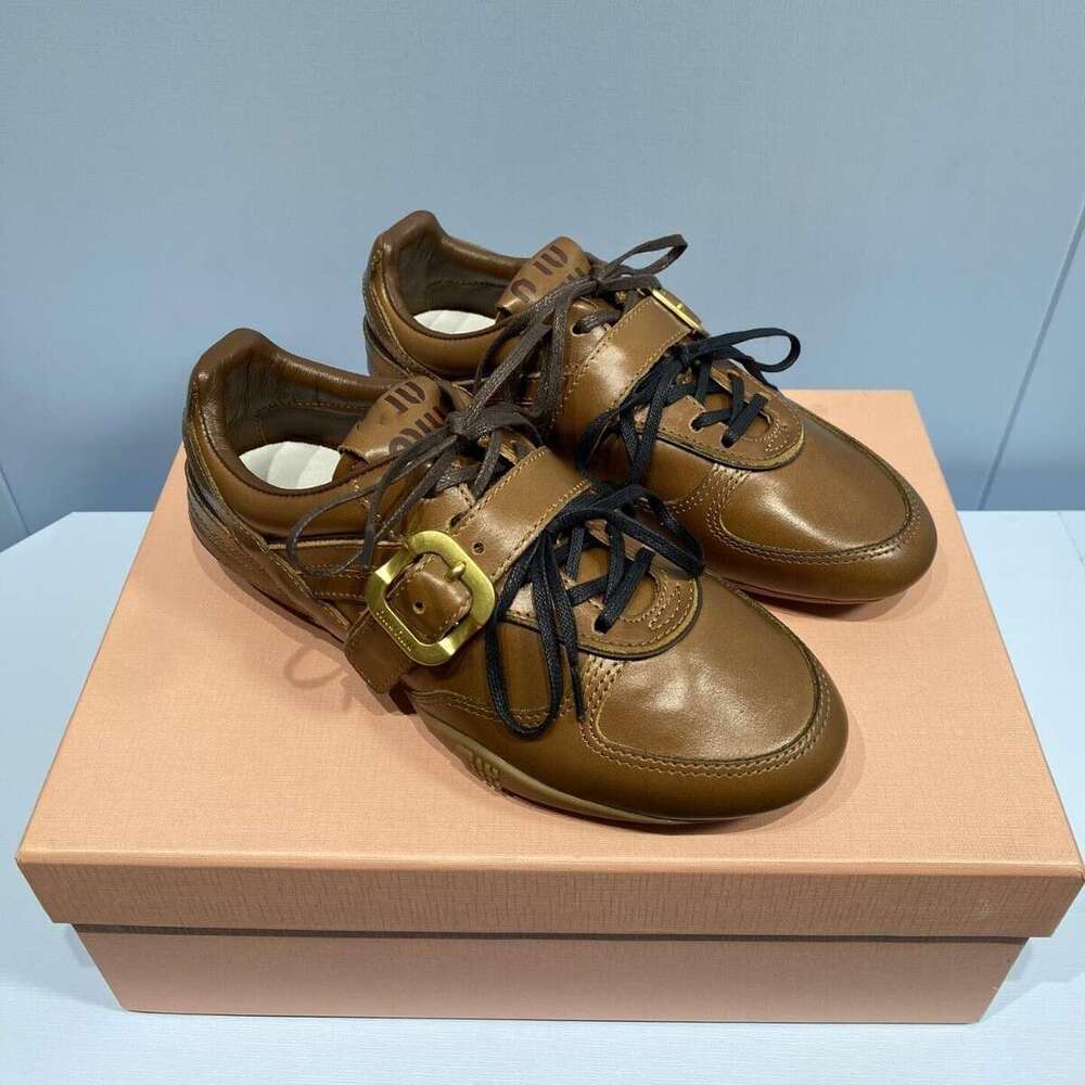 Cowhide Version~ Genuine Leather Niche Vintage Heavy-duty Lace-up Forrest Gump for Women Versatile One-strap Casual German Training Shoes