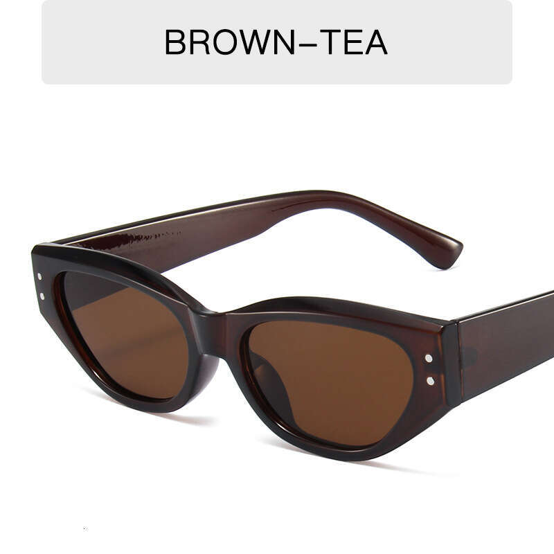 2025 Trendy New Cat Eye Small Frame Sunglasses Ins Jelly Designer Color Simple Rivet Glasses