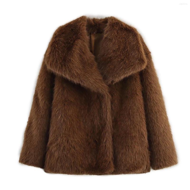 Women's Jackets Cross-border Trade Wholesale 2025 Autumn And Winter Artificial Fur Jacket Ladies Loose Long Sleeve Short