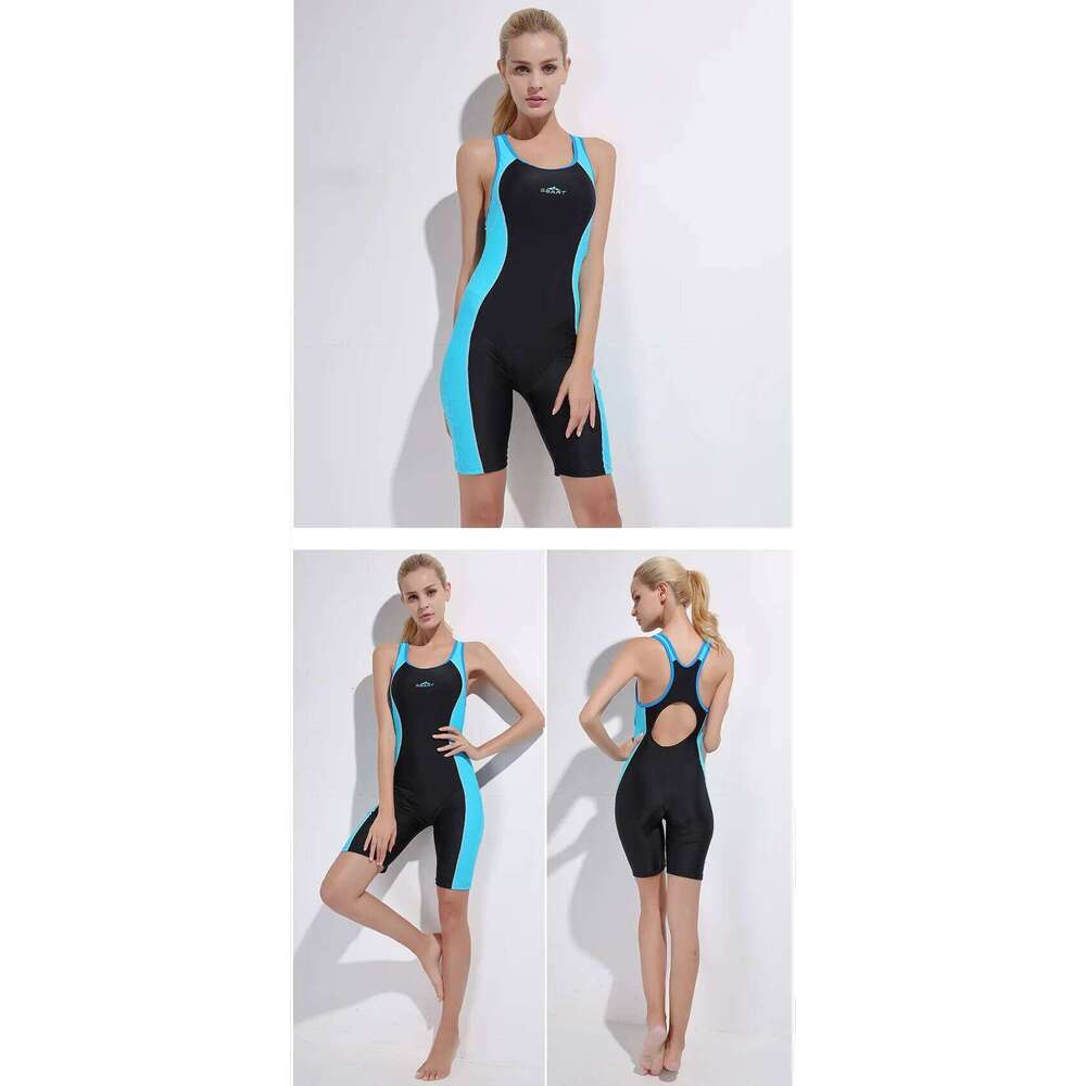 Women's Sports Conservative Covering Belly Slim Hot Spring Student Girl Open Back Swimwear