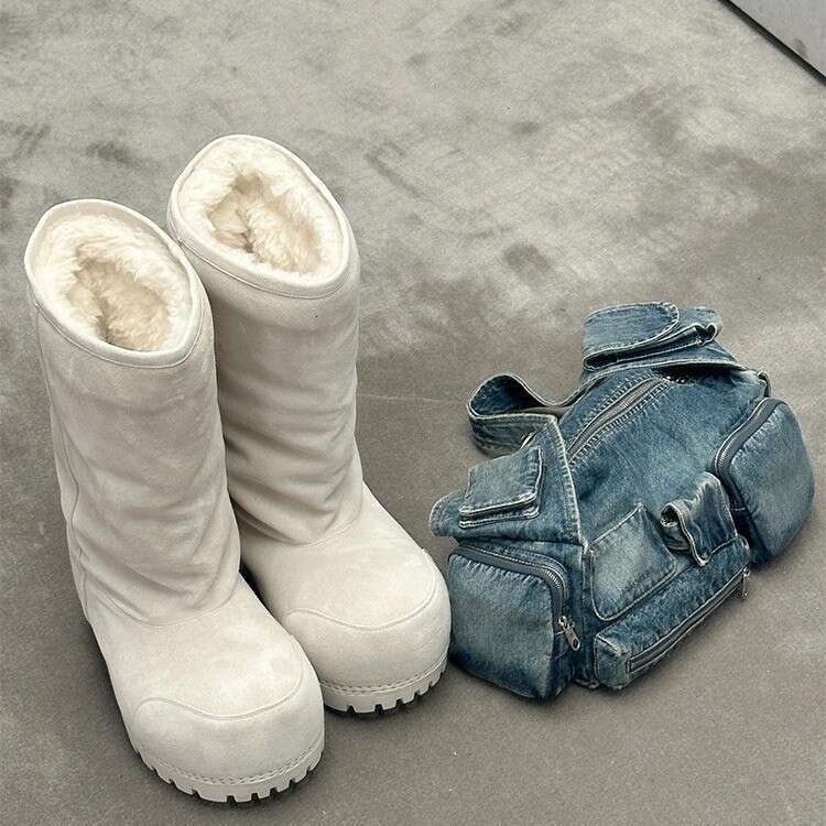 Wool Version Autumn Winter New Fashion High Tube Snow Women Sheepskin Thick Sole Non-Slip Long Northeast Cotton Boots