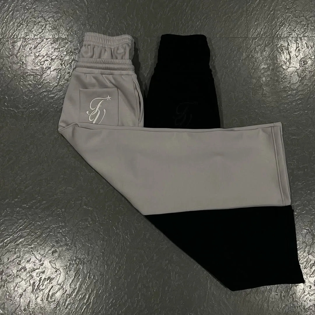 Harajuku Loose Double Waisted Sweatpants Y2K American Solid Color Letter Embroidery Casual Pants Hip Hop Drawstring Waist Jogger 250820