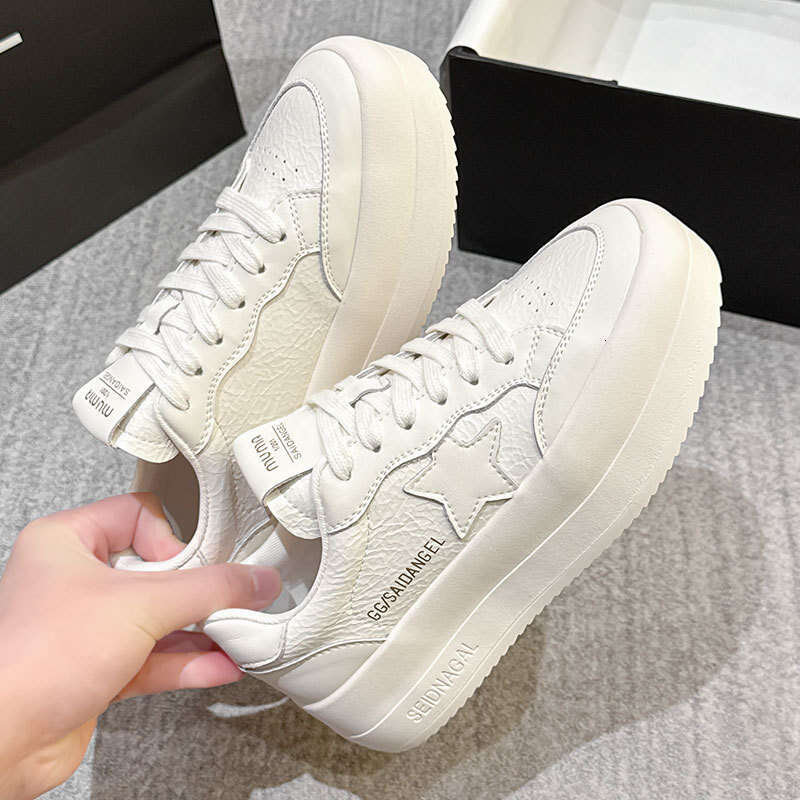 2025 Spring New Korean Version Doll Head Five-Star Loafers Women's Two-Layer Cowhide Thick-Soled Casual Versatile Height-Increasing Shoes