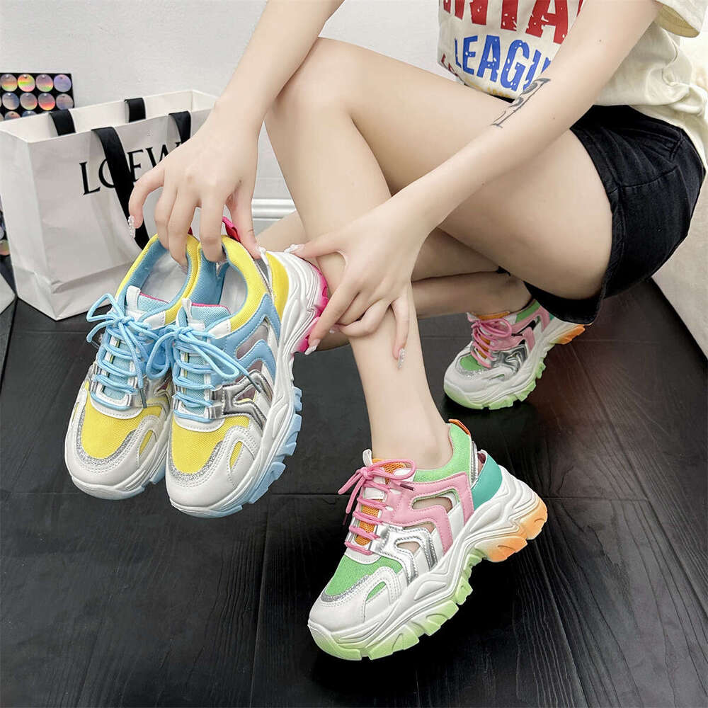 2022 Spring New Thick-Soled Platform Single with Rhinestones, Slimming and Height-Increasing Dad Shoes for Women