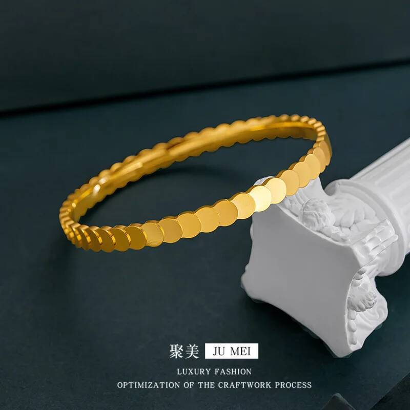 Luxury 24K 9999 Pure Gold real gold Fish Scale Flash Womens Bracelet Long Scale Ring Bracelet