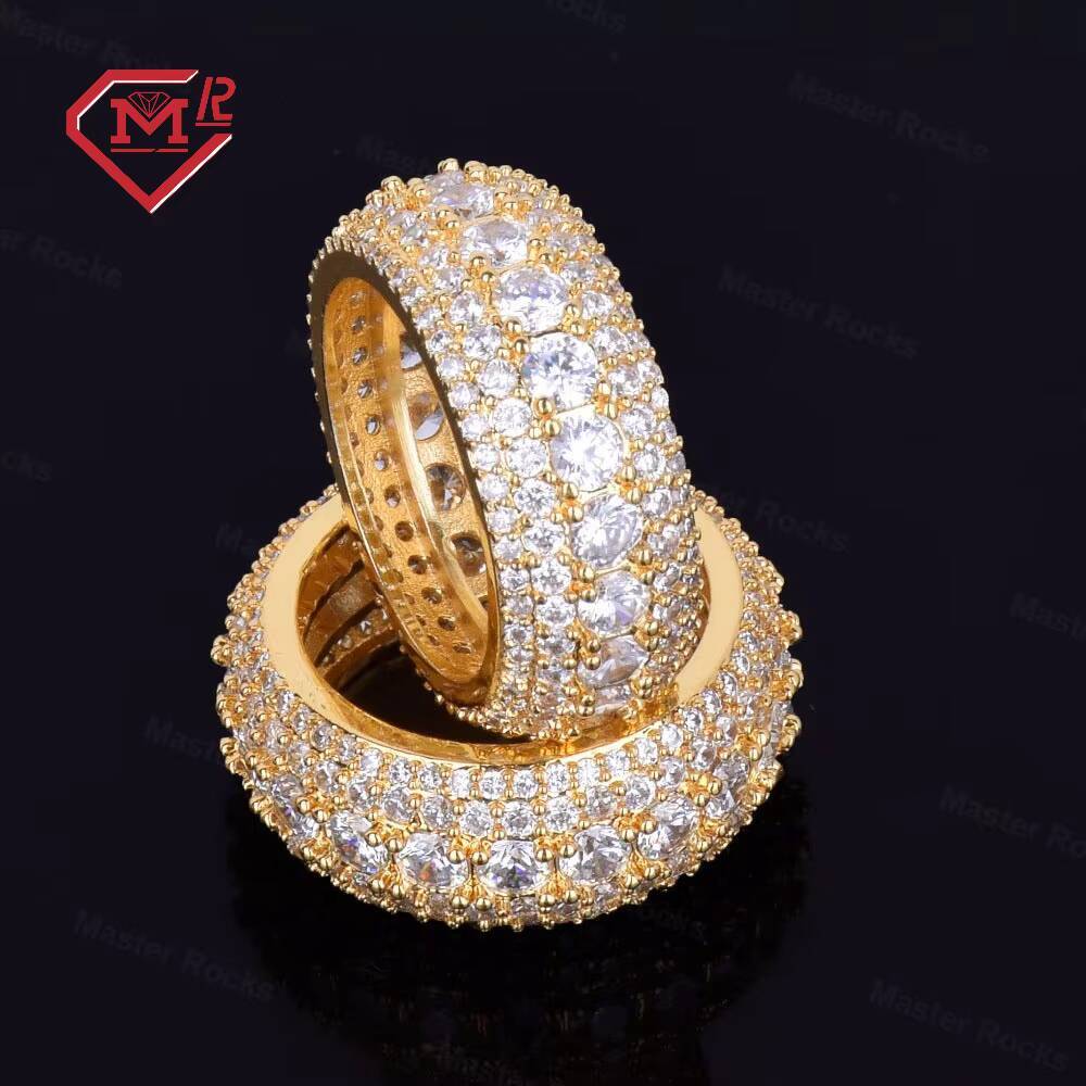 Mens Silver Ring Moissanite Custom Bling Sparkly Cuban Ring Iced Out Gra Certificated Moissanite Tennis Ring