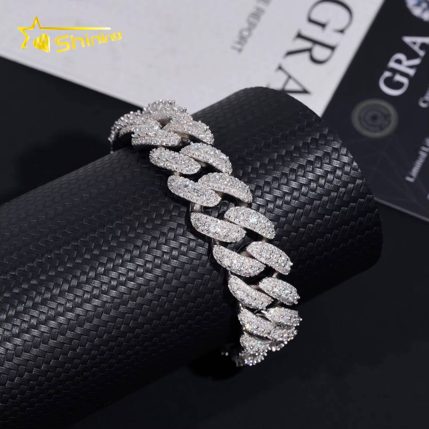 Fine Jewelry Hip Hop 16mm Mens 925 Sterling Silver Diamond Iced Out VVS Moissanite Cuban Link Bracelet