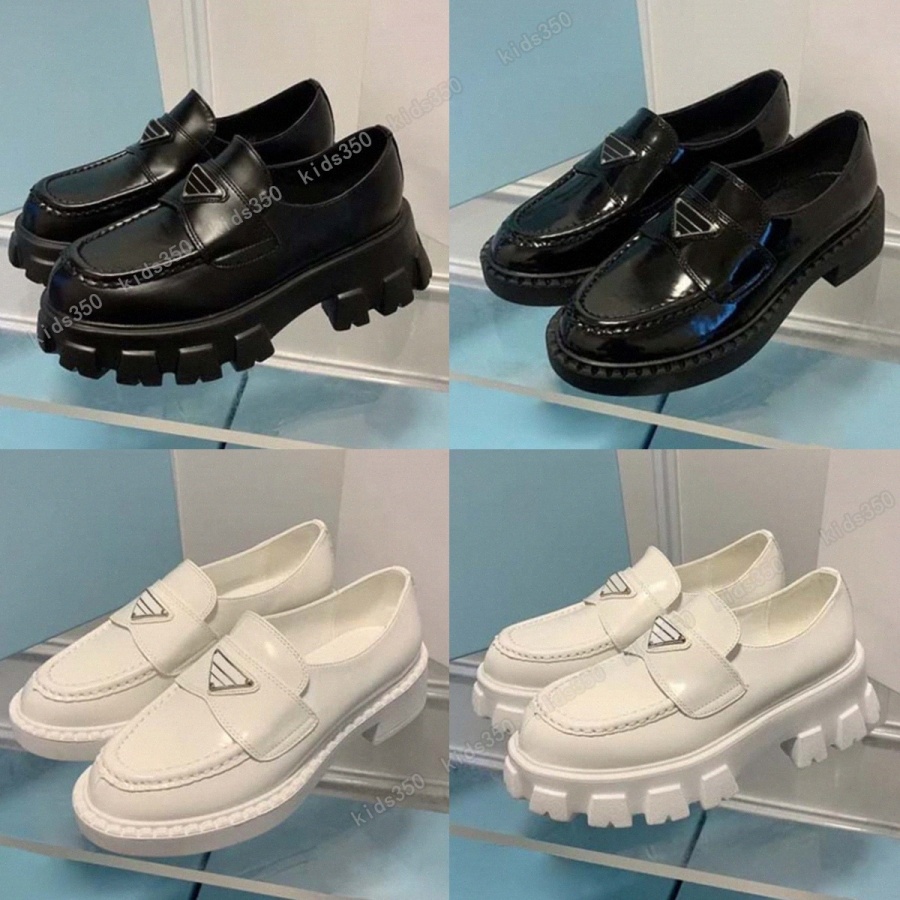 Designer Loafers Monolith Leather black white Brushed Loafer Shoes Womens Oxford Rubber Luxury Sole Platfrom Cowhide Wedding Dress Shoe T2Rz#