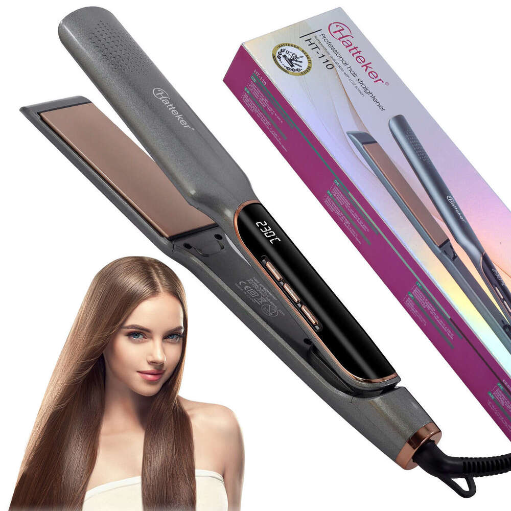 Household Salon Curling And Straightening Dual-Use Straightener LCD Display Temperature Control Hair Curler