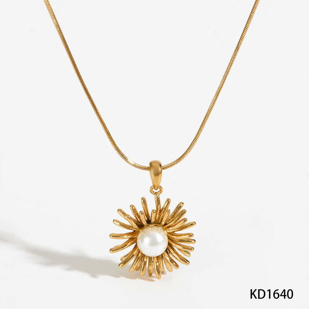 Stainless Steel Fireworks Style Designer Earrings Necklace Gentle French High-Quality Light Pearl Jewelry Set