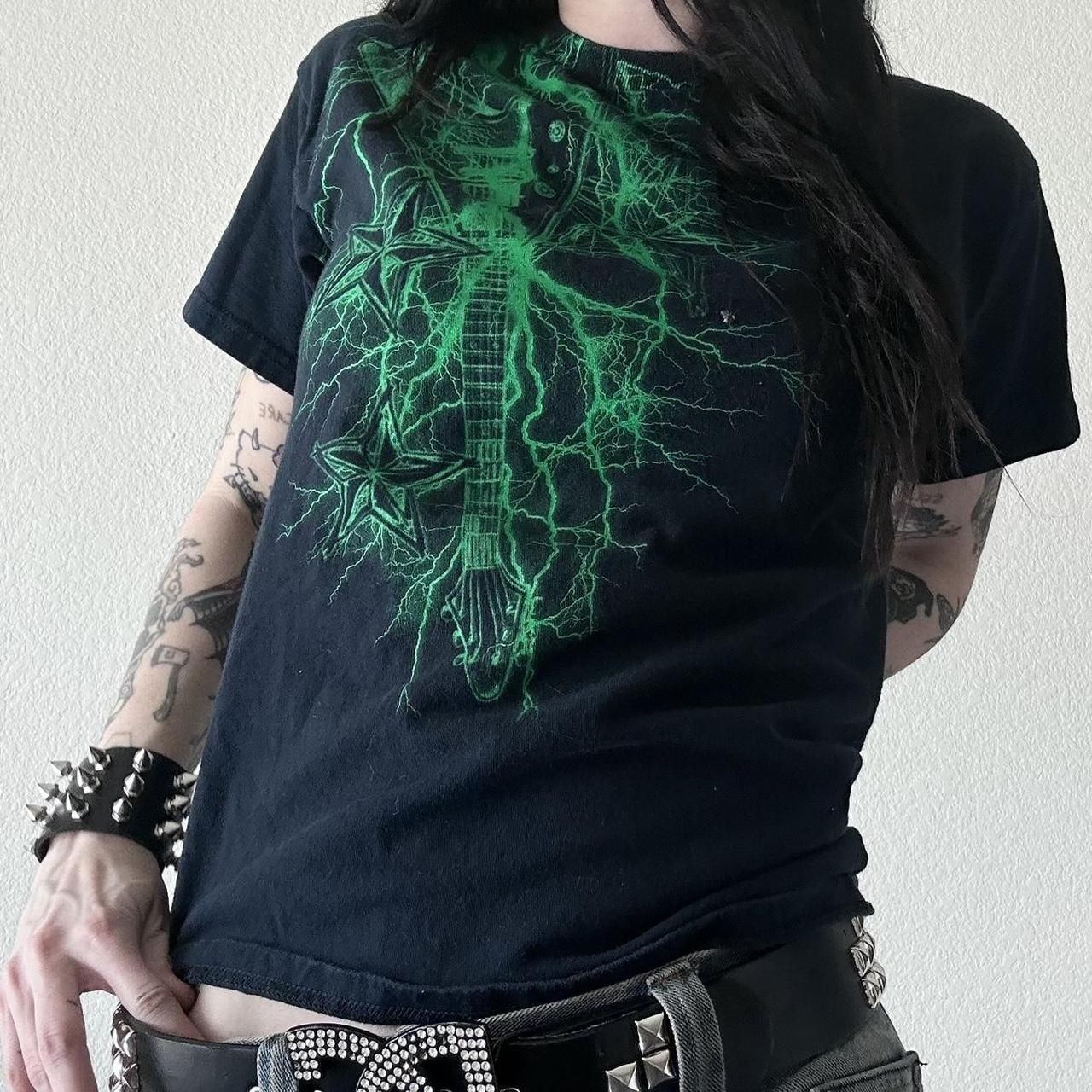 Vintage Graphic Skull Print T-shirts Y2K Cyber Aesthetic Tops Patchwork Long Sleeve Tee Gothic Grunge Emo Alt Clothes Streetwear 240810