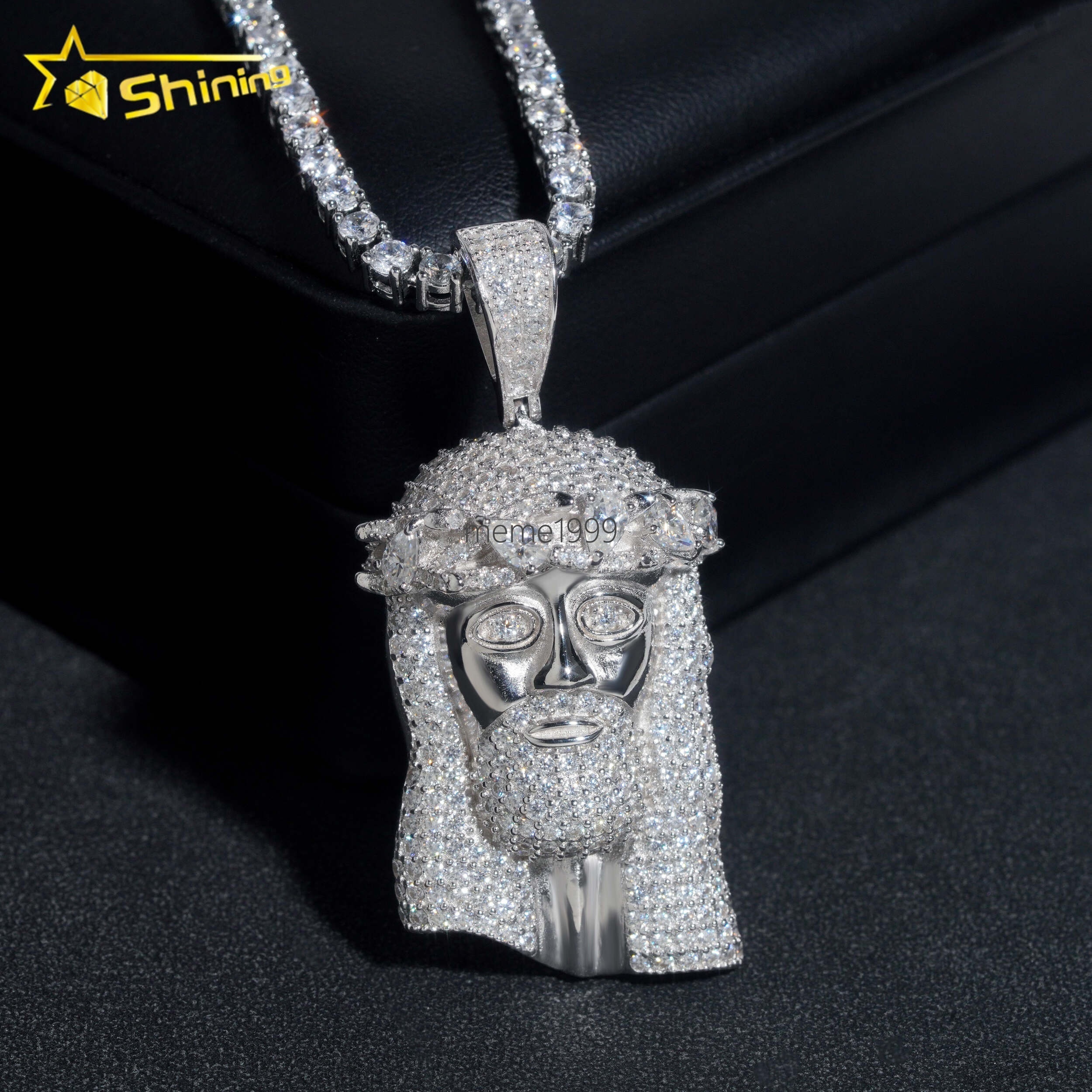 High Quality Hip Hop Men Jewelry 925 Silver Ice Out Necklace VVS Diamond Jesus Pendant Chain