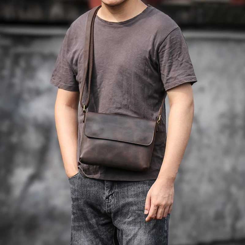 GURO Vintage Genuine Leather Shoulder Bag Men Daily Flap Crossbody Higher Quality Crazy Horse Cowhide Messenger Bags For 8 Ipad Y250819