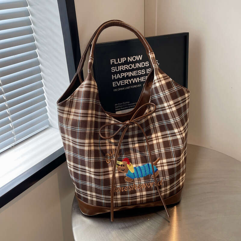 Trendy Bags Fashion Color-Block Plaid Tote for Women 2025 New Commuting Designer Shoulder Large Capacity Women's Bag 's