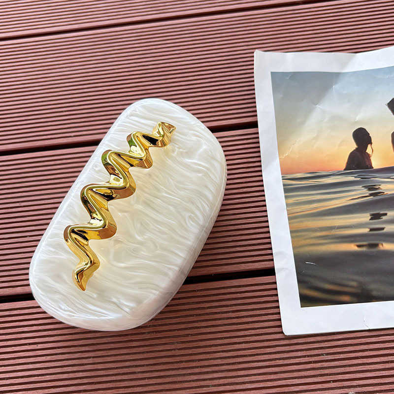 Glossy Elegant Marble Pattern Wave Evening Bag Light Luxury High-End Clutch Crossbody Bag