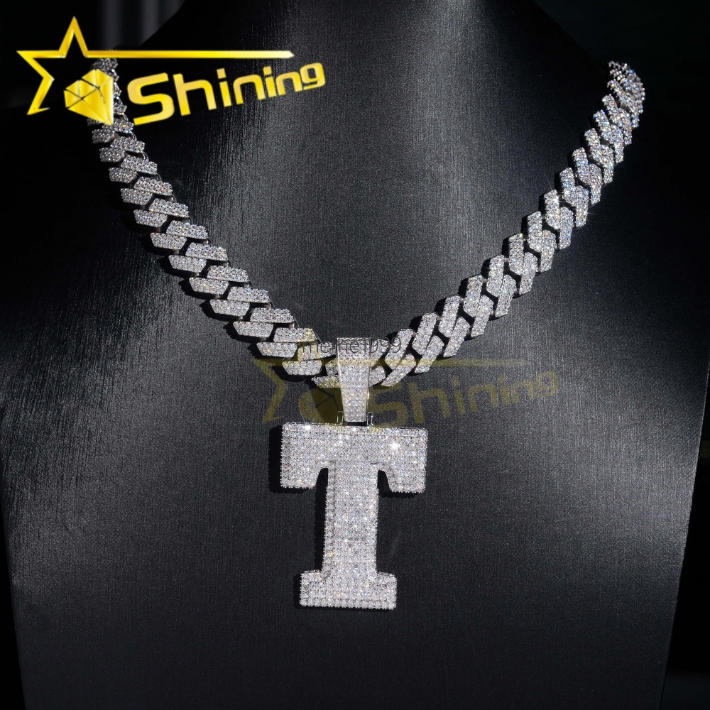 Hip Hop Vvs Moissanite Diamond Iced Out Pendant Pass Diamonds Tester 925 Silver Hot Sale Initial Letters Pendant Fine Jewelry - view 3