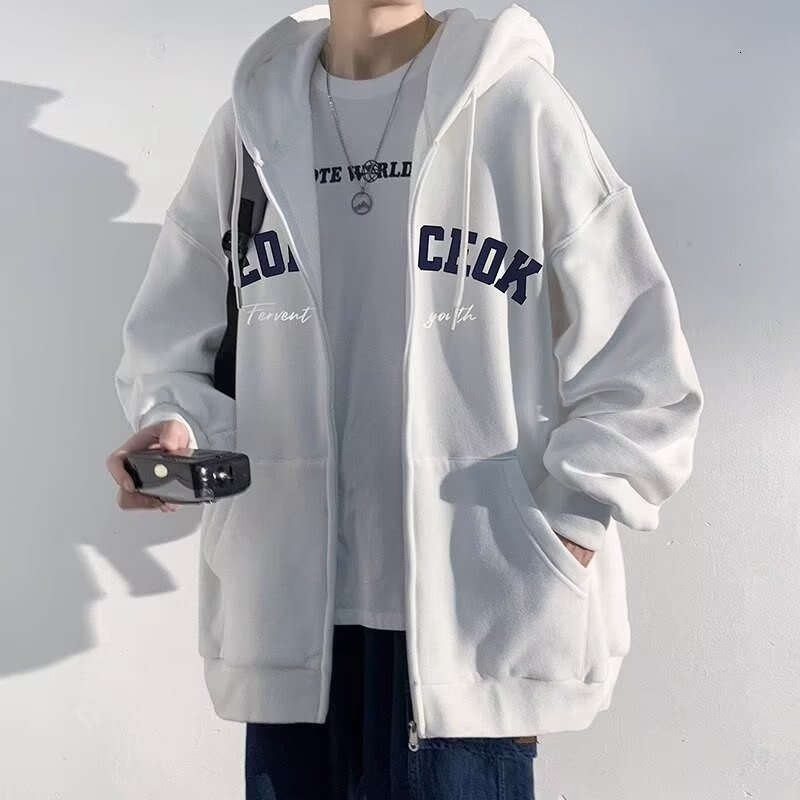 Artistic Style Spring and Autumn Campus Sports Hoodie Cardigan Sweatshirt Men's Clothing Jacket