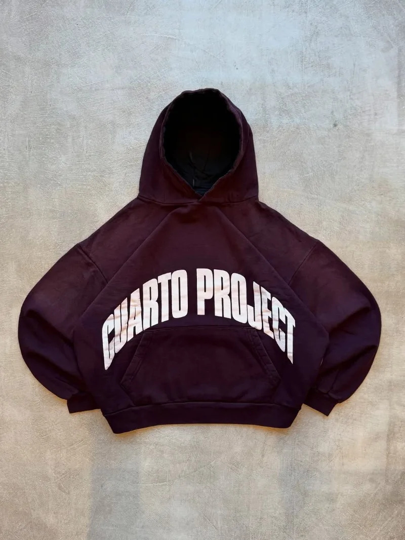 Goth Punk Harajuku Retro Letter Print Oversized Hoodie Men Y2k American Trendy High Street Pullover Sweatshirt Women 250815