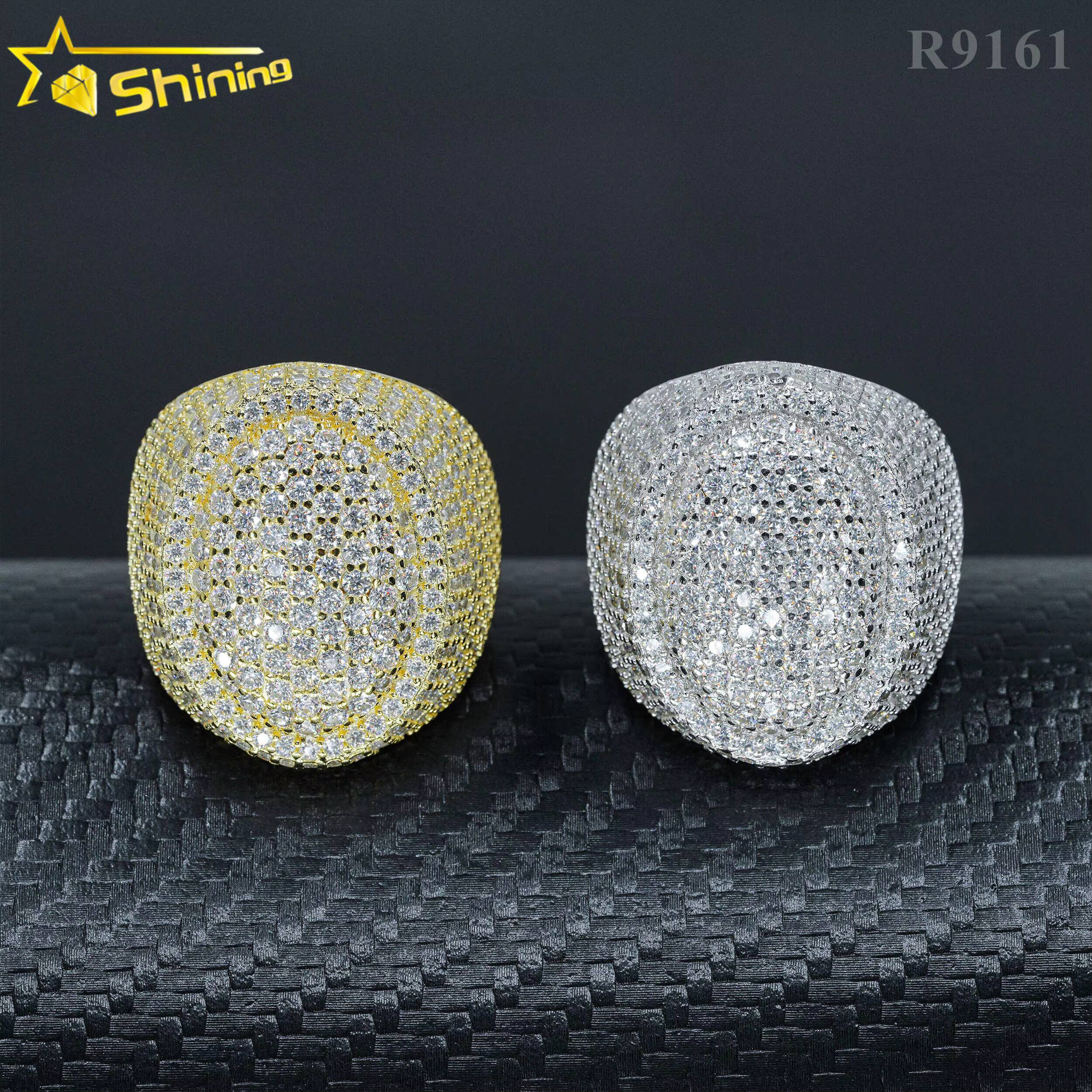 Wholesale Factory Price Moissanite Jewelry 925 Silver Iced Out Diamond Men Rings Hip Hop Moissanite Ring