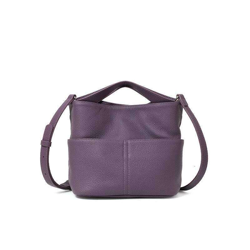 Designer Bags First-Layer Cowhide Shoulder Cross-Body High-End Office Worker Lightweight Handbag Water Bucket 2025 New Small Women's Bag Luxury B