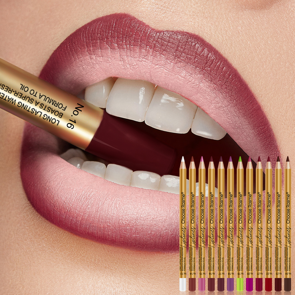 Choose Rasme 12-Color Green Lip Liner Set - Velvet Matte Finish, Long-Lasting Waterproof Lip Pencils