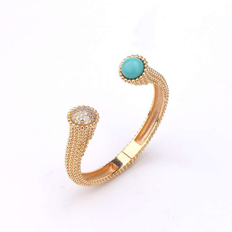 Alternative Black Onyx Elegant U-Shaped Bracelet Inlaid with White Mother-of-Pearl Malachite Red Agate Personality Jewelry