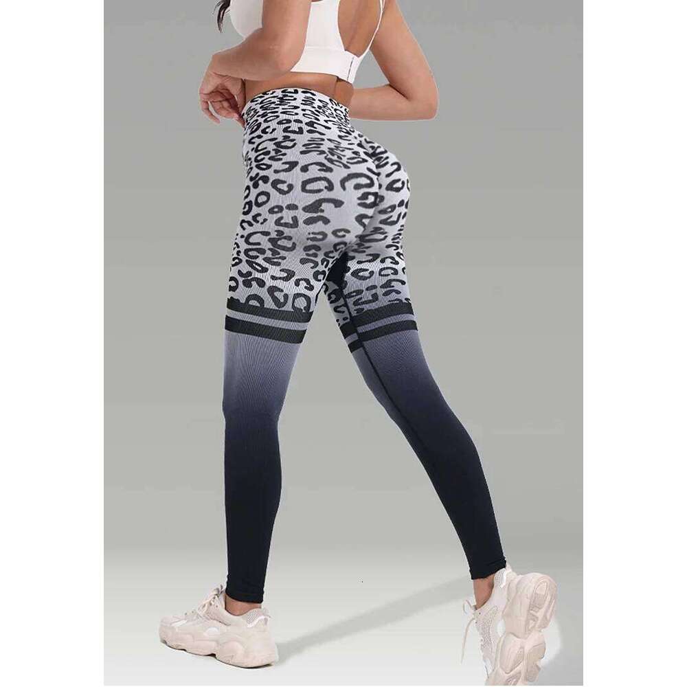 Outdoor wear for sports, women's yoga cycling and running fiess pants, leopard print gradient color long pant