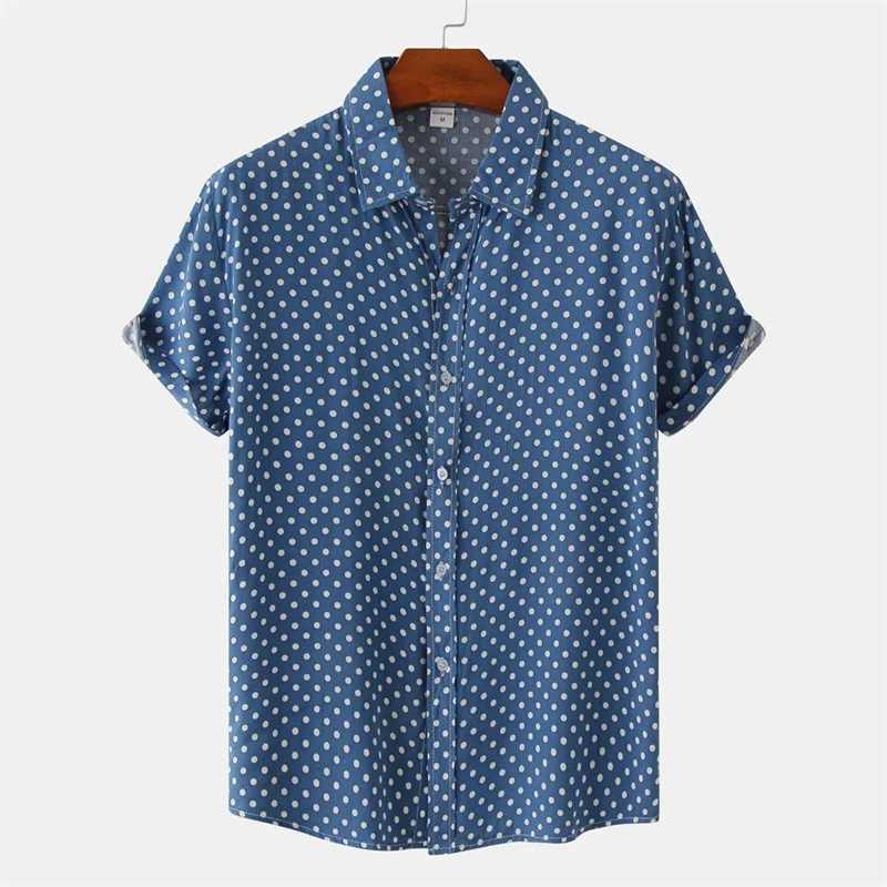 Fashion Solid Colored Dots Hawaiian Shirt Men Casual Short Sleeves Summer 3d Printed Button Blouse Tops Street Button Shirts Y250819