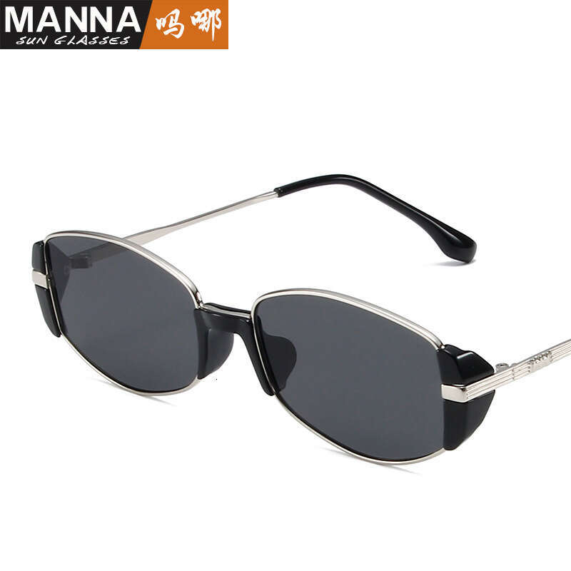 Steam Oval Fashion Small Frame Punk Sunglasses Designer Same Style Metal Sunshade Glasses