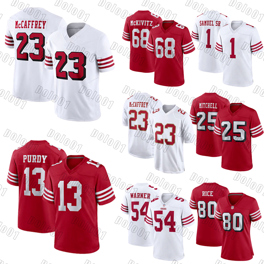 Christian McCaffrey Brock Purdy Football Jersey Nick Bosa George Kittle Fred Warner Jerry Rice Jauan Jennings Ricky Pearsall Kyle Juszczyk Mykel SF 49ersJersey