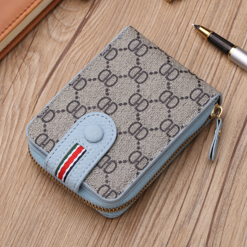 Free Shipping Designer Luxury Women's Zipper Card Holder European And American Fashion Vintage Flower Wallet Short Handbag Casual Coin Bag